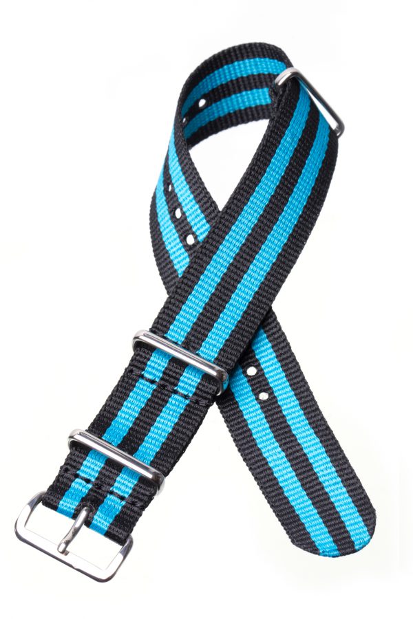 Black & blue Striped Nato Watch Strap - Image 2