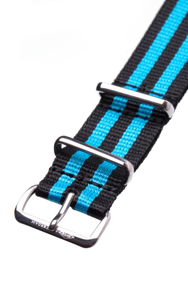 Black & blue Striped Nato Watch Strap - Image 3