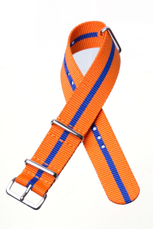 Orange & blue stripe Nato watch strap - Image 2