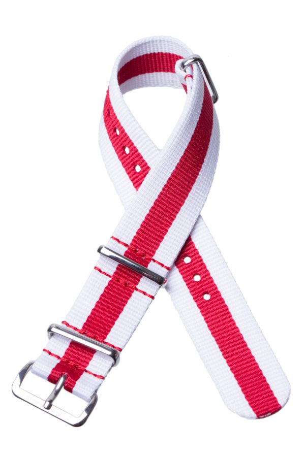 White & red Nato Watch Strap - Image 2