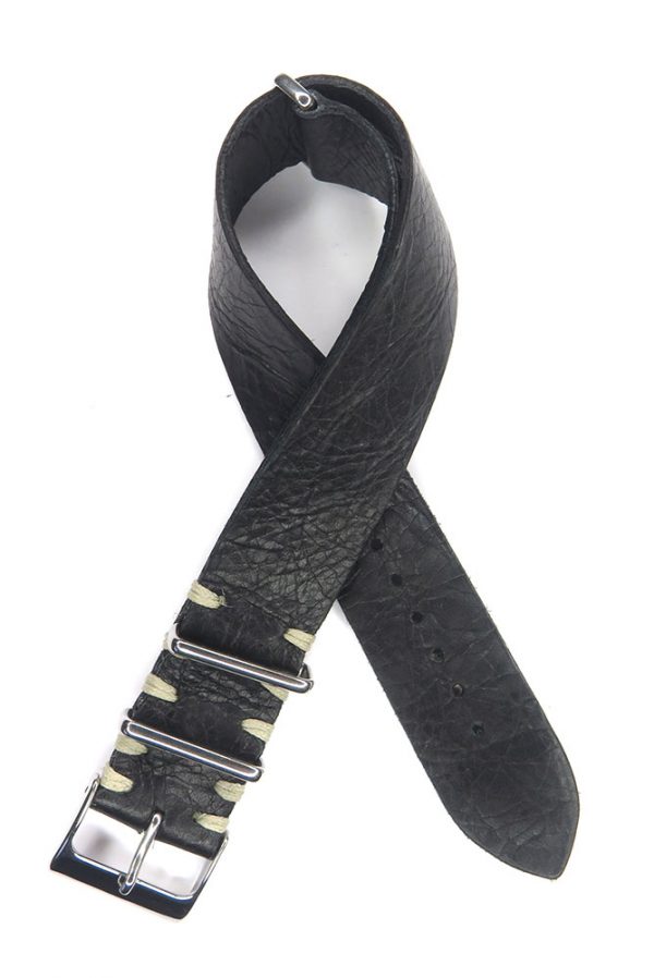 Black leather Nato Watch Strap - Image 2