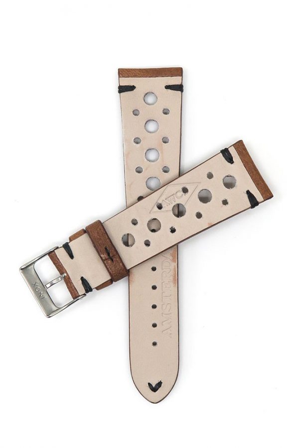 Brown Vintage Racing Leather Watch Strap - Image 2