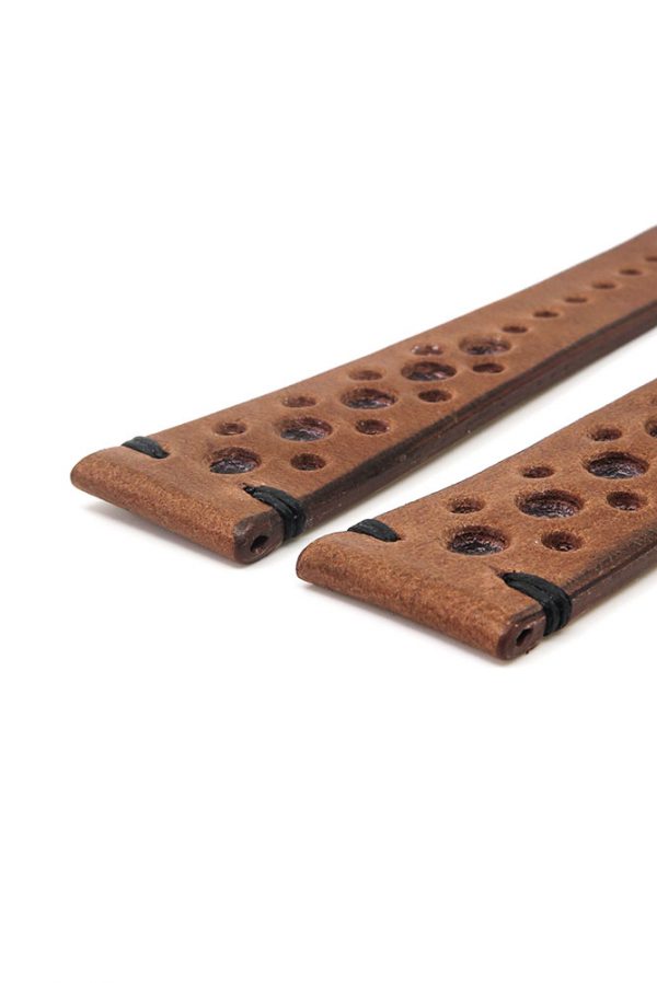 Brown Vintage Racing Leather Watch Strap - Image 4