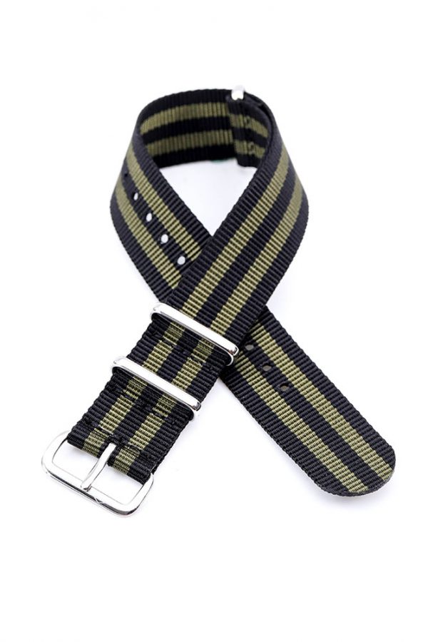 Black & Green Stripes Nato Watch Strap - Image 2
