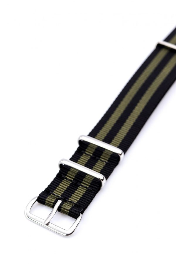 Black & Green Stripes Nato Watch Strap - Image 3