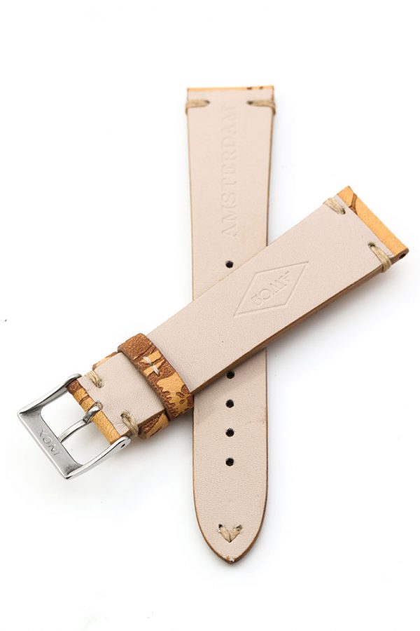 Beige Skull Print Vintage Leather Watch Strap - Image 4