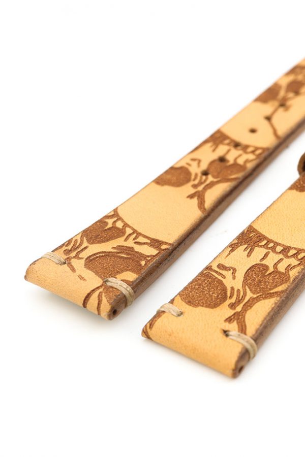 Beige Skull Print Vintage Leather Watch Strap - Image 3