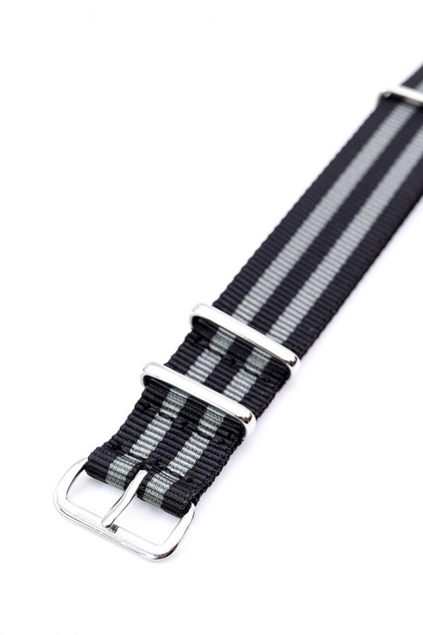 Black & Grey Stripes ‘Bond’ Nato Watch Strap - Image 3