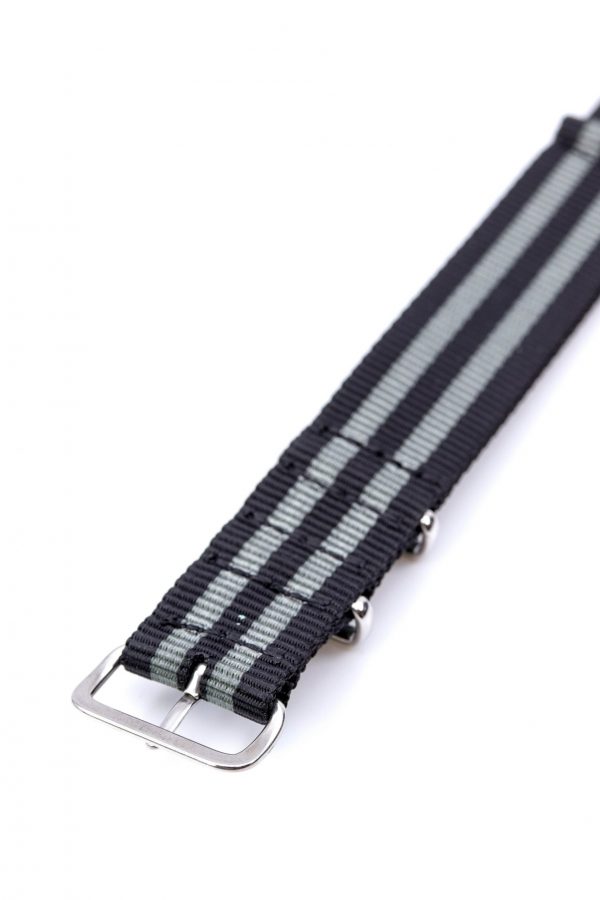 Black & Grey Stripes ‘Bond’ Nato Watch Strap - Image 4