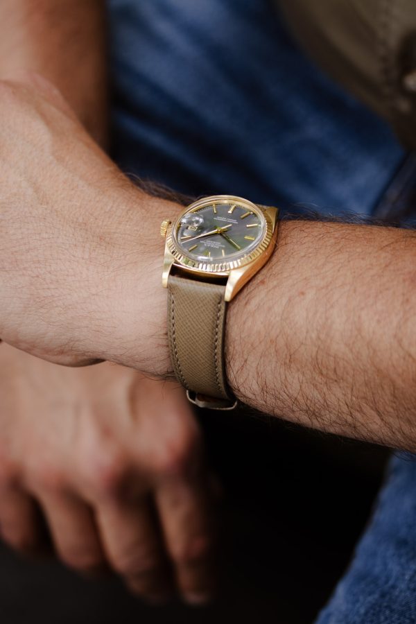 Taupe Saffiano Leather Watch Strap - Image 2