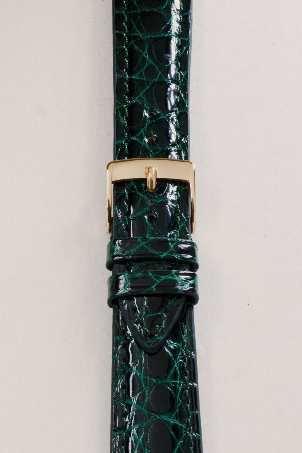 Racing Green Croco Glossy Leather Watch Strap