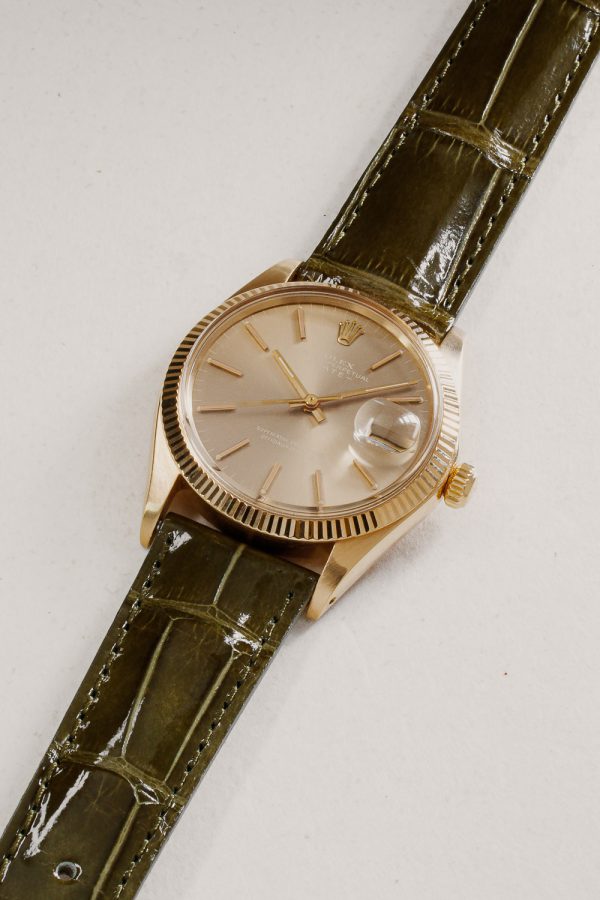 Olive Alligator Glossy Leather Watch Strap - Image 3
