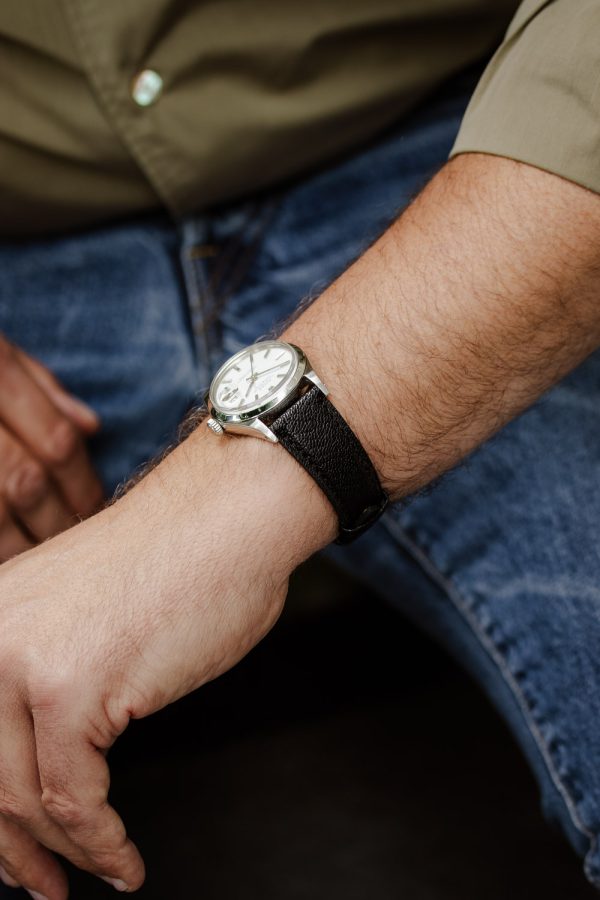 Black Madras Leather Watch Strap - Image 2