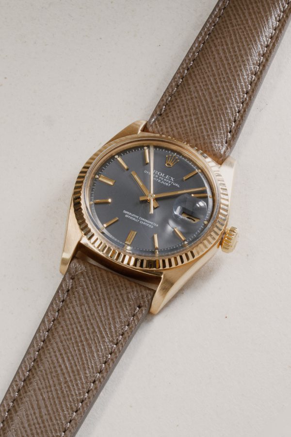 Taupe Saffiano Leather Watch Strap - Image 3