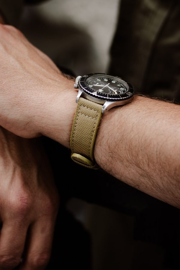 Beige Canvas Leather Watch Strap - Image 2