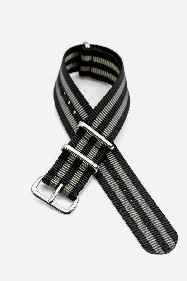 Black Striped ‘Bond’ Nato Watch Strap - Image 2