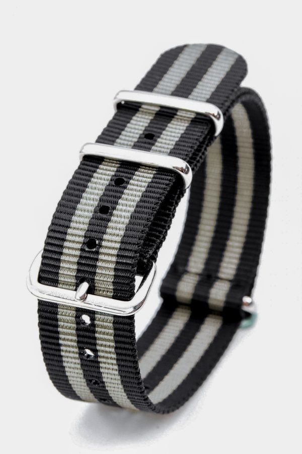 Black Striped ‘Bond’ Nato Watch Strap