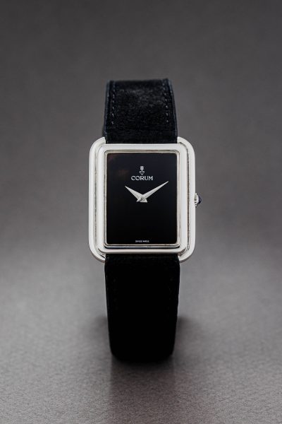 Corum Silver Stepped Case Obsidian Dial