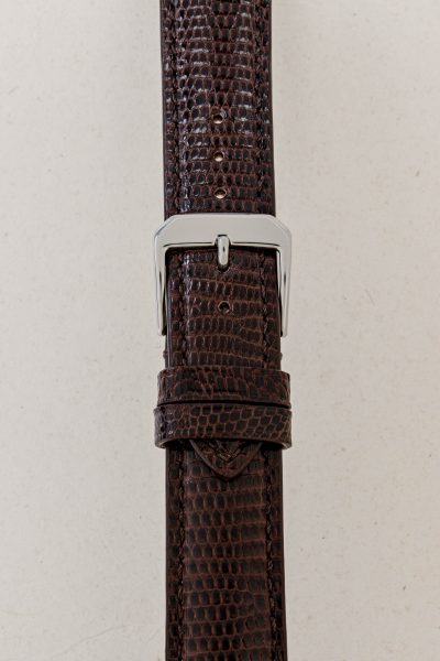 Dark Brown Glossy Lizard Leather Watch Strap