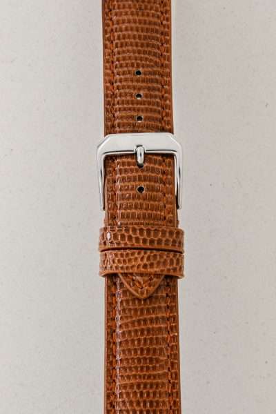 Light Brown Glossy Lizard Leather Watch Strap