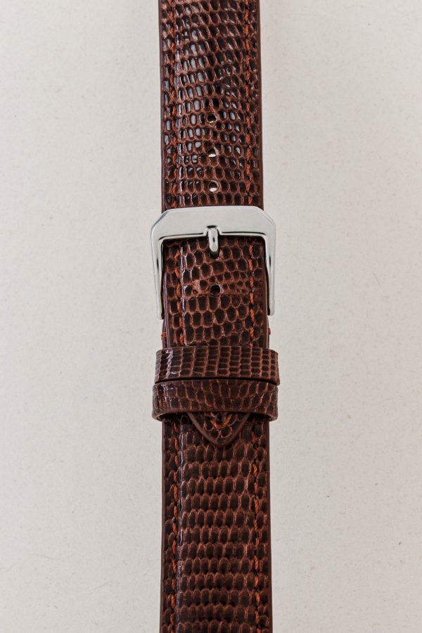 Cognac Glossy Lizard Leather Watch Strap