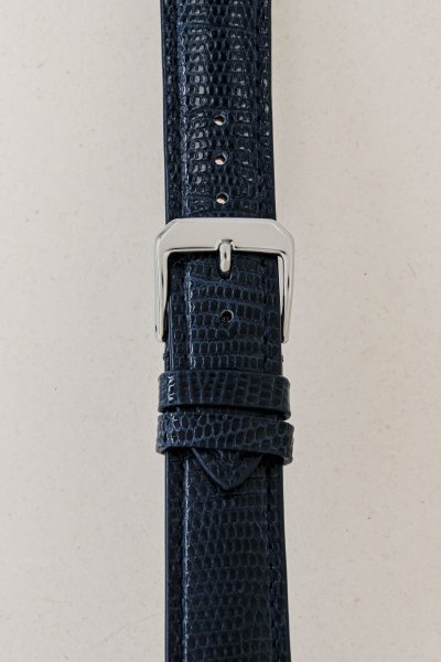 Marine Blue Glossy Lizard Leather Watch Strap