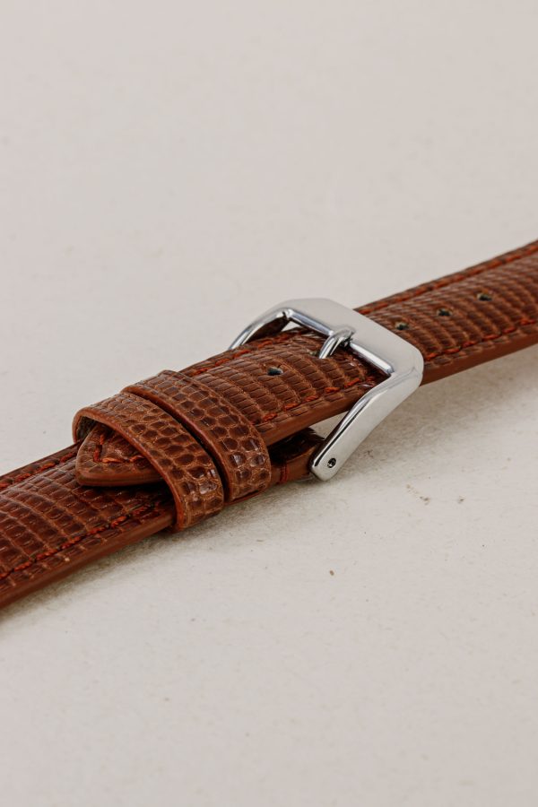 Light Brown Glossy Lizard Leather Watch Strap - Image 2