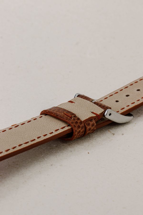 Light Brown Glossy Lizard Leather Watch Strap - Image 3