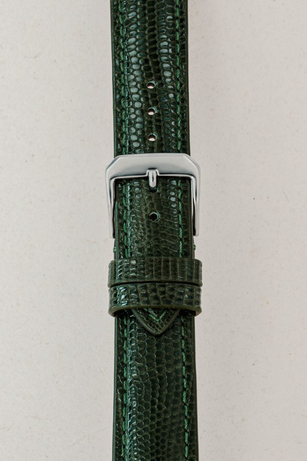 Green Glossy Lizard Leather Watch Strap