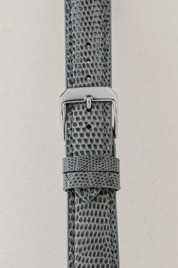 Grey Glossy Lizard Leather Watch Strap