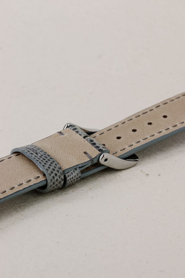 Grey Glossy Lizard Leather Watch Strap - Image 2