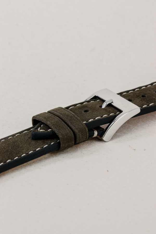 Khaki Nubuck Leather Watch Strap - Image 2