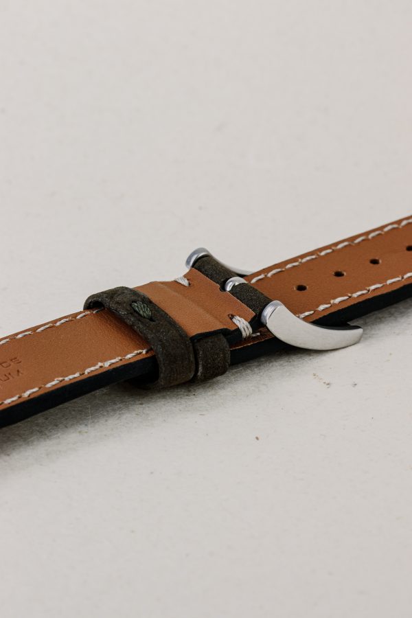 Khaki Nubuck Leather Watch Strap - Image 3