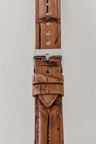 Cognac Alligator Leather Matt Watch Strap