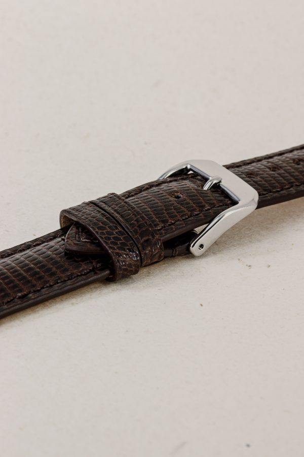 Dark Brown Glossy Lizard Leather Watch Strap - Image 2