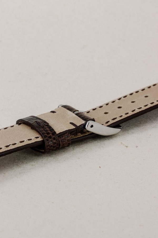 Dark Brown Glossy Lizard Leather Watch Strap - Image 3
