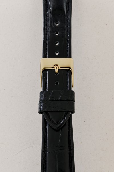 Alligator Black Filled Leather Watch Strap