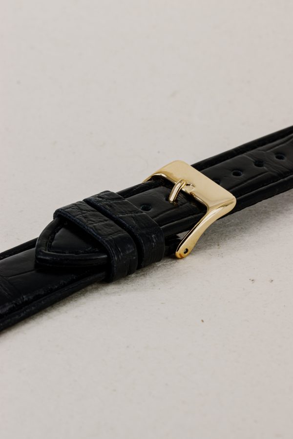 Alligator Black Filled Leather Watch Strap - Image 2