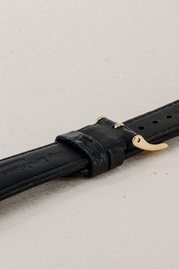 Alligator Black Filled Leather Watch Strap - Image 3