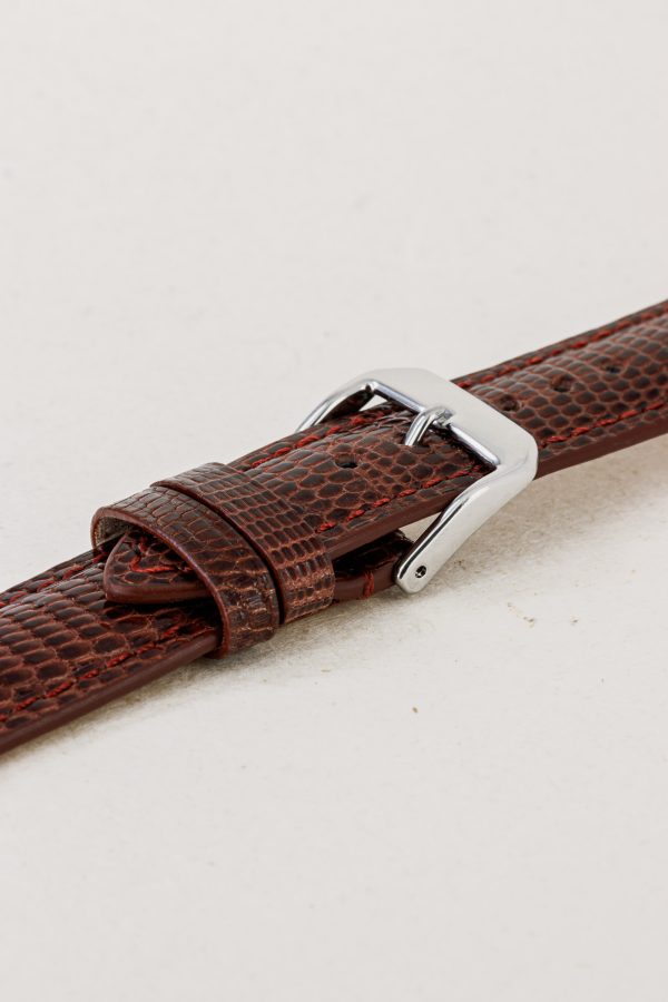 Cognac Glossy Lizard Leather Watch Strap - Image 2