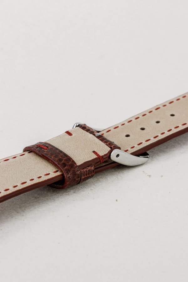 Cognac Glossy Lizard Leather Watch Strap - Image 3
